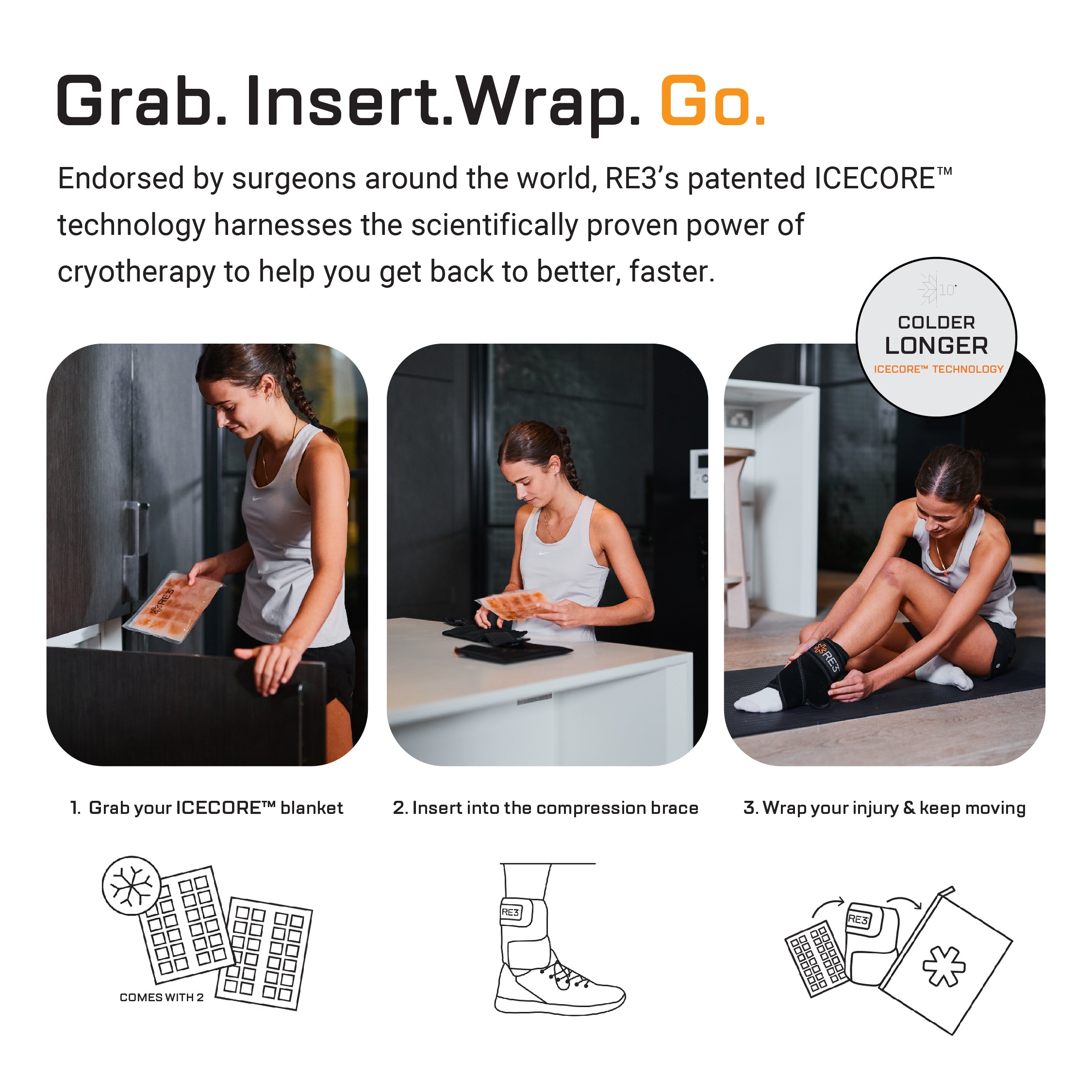 RE3 Ice Compression Pack For Ankle Injuries